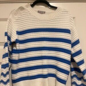 JCrew Blue and White Striped Textured Sweater Size XS